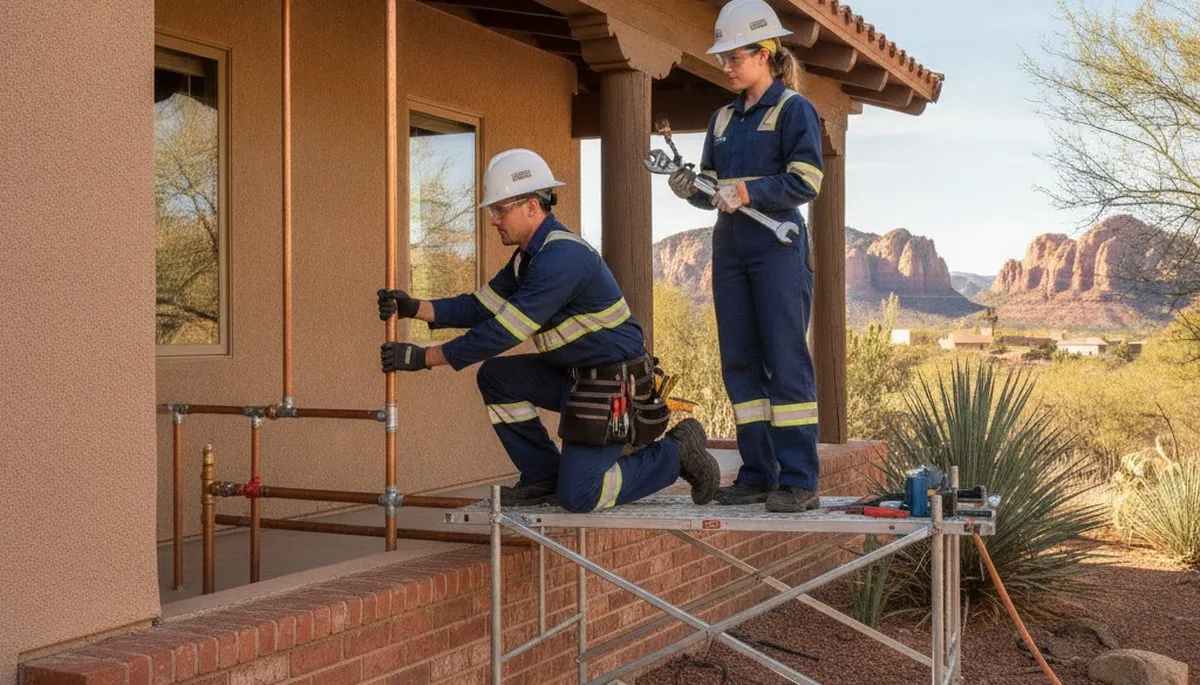 Plumber repairing a leak in Flagstaff, AZ, for reliable plumbing service