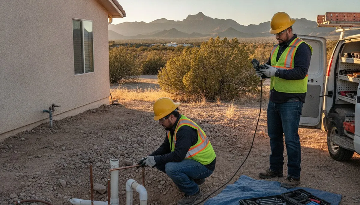 Flagstaff, AZ plumbing repair service technician fixing a residential pipe leak