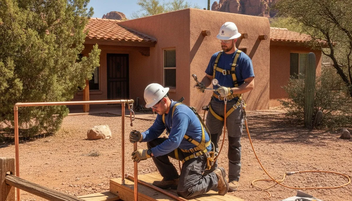 Flagstaff, AZ plumber repairing a residential leak for local plumbing service